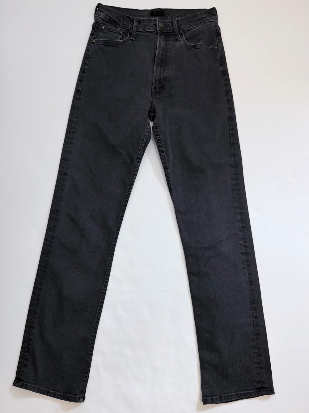 MOTHER High Waisted Rider Skimp Jeans 26 Washed Black Straight Model Off Duty